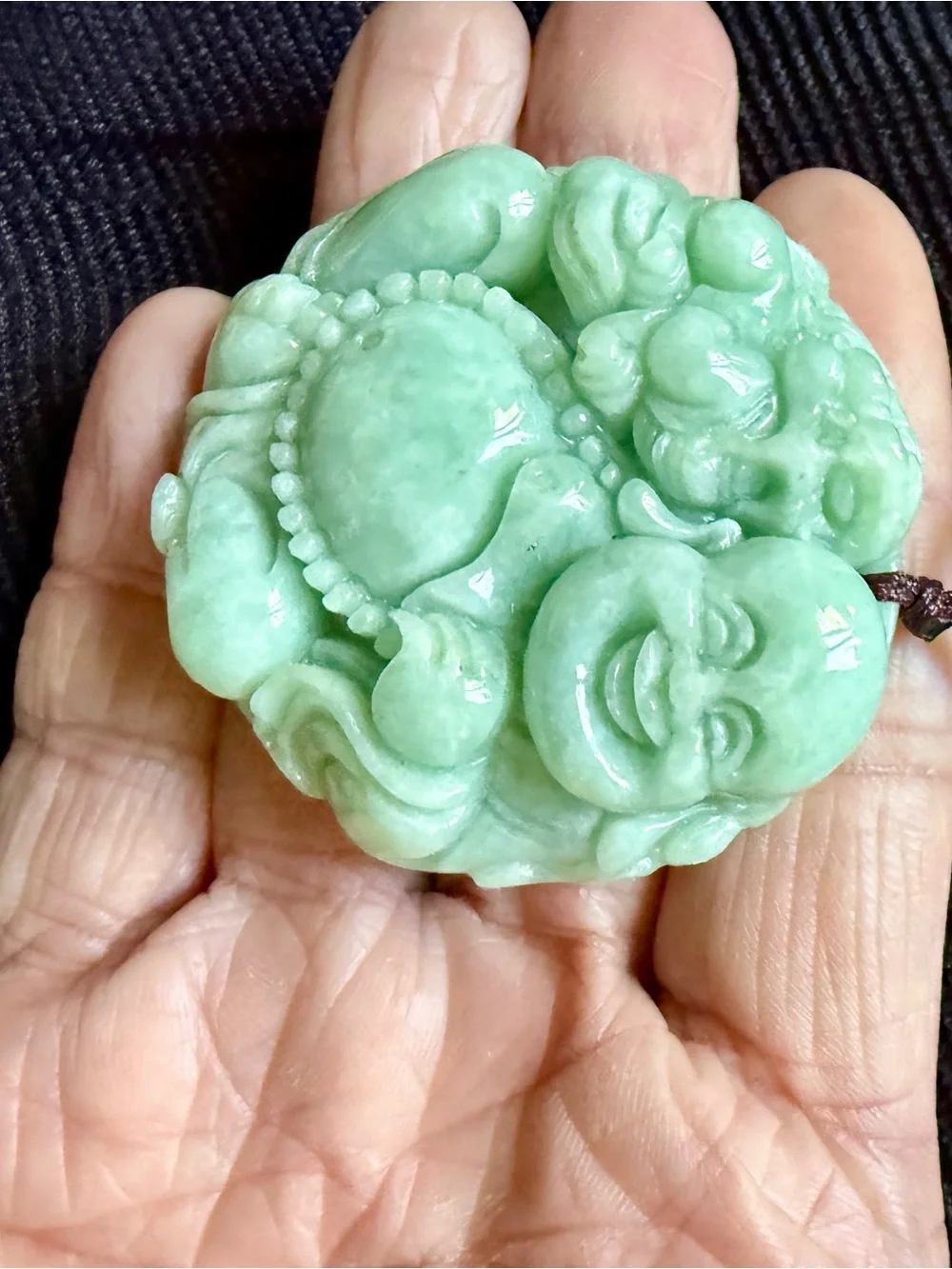 Jadeite Laughing Buddha Pendant